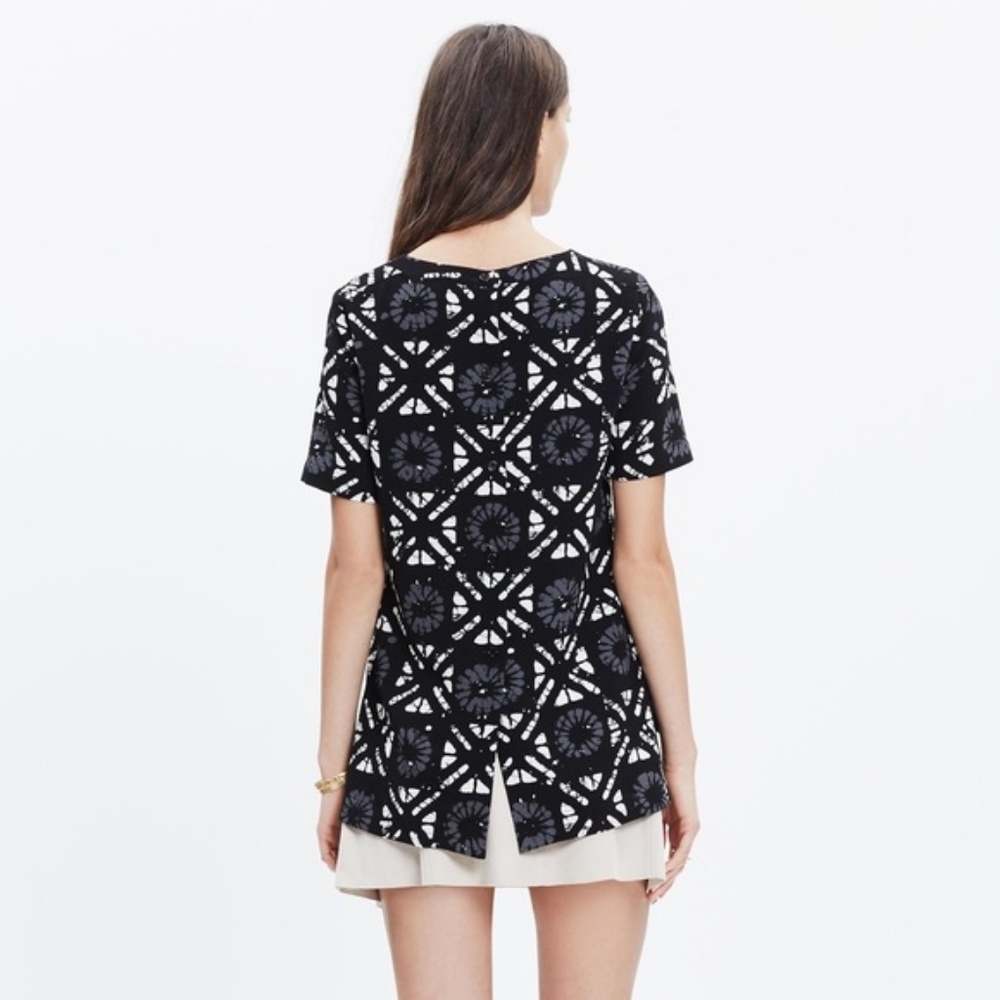 Madewell Batic Grid button Back Top